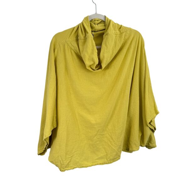 Oh My Gauze Yellow 100% Cotton Turtleneck Poncho Open Top Cover Womens One Size - Picture 1 of 4